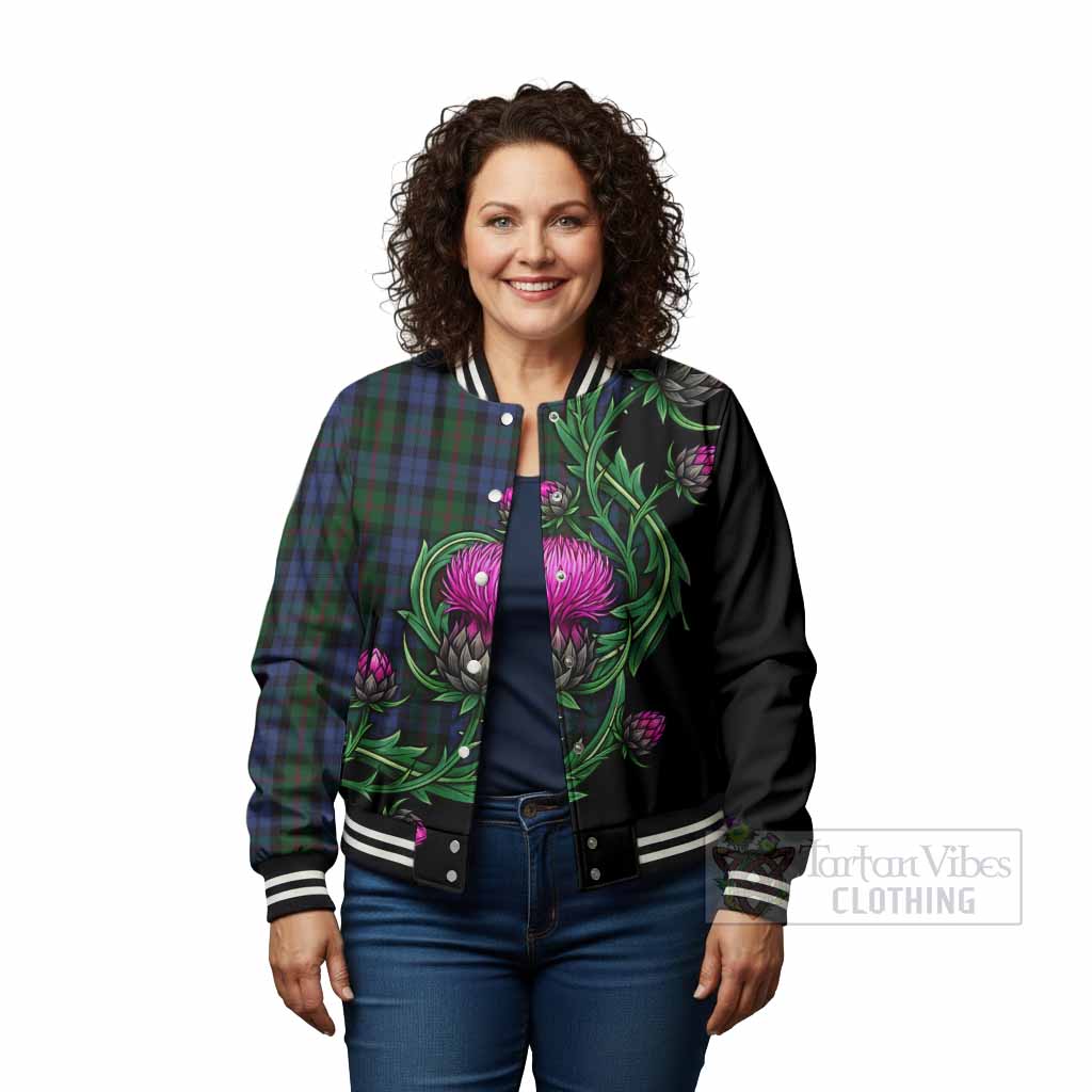 Baird Tartan Baseball Jacket Resilient Scottish Thistle - Tartan Vibes Clothing