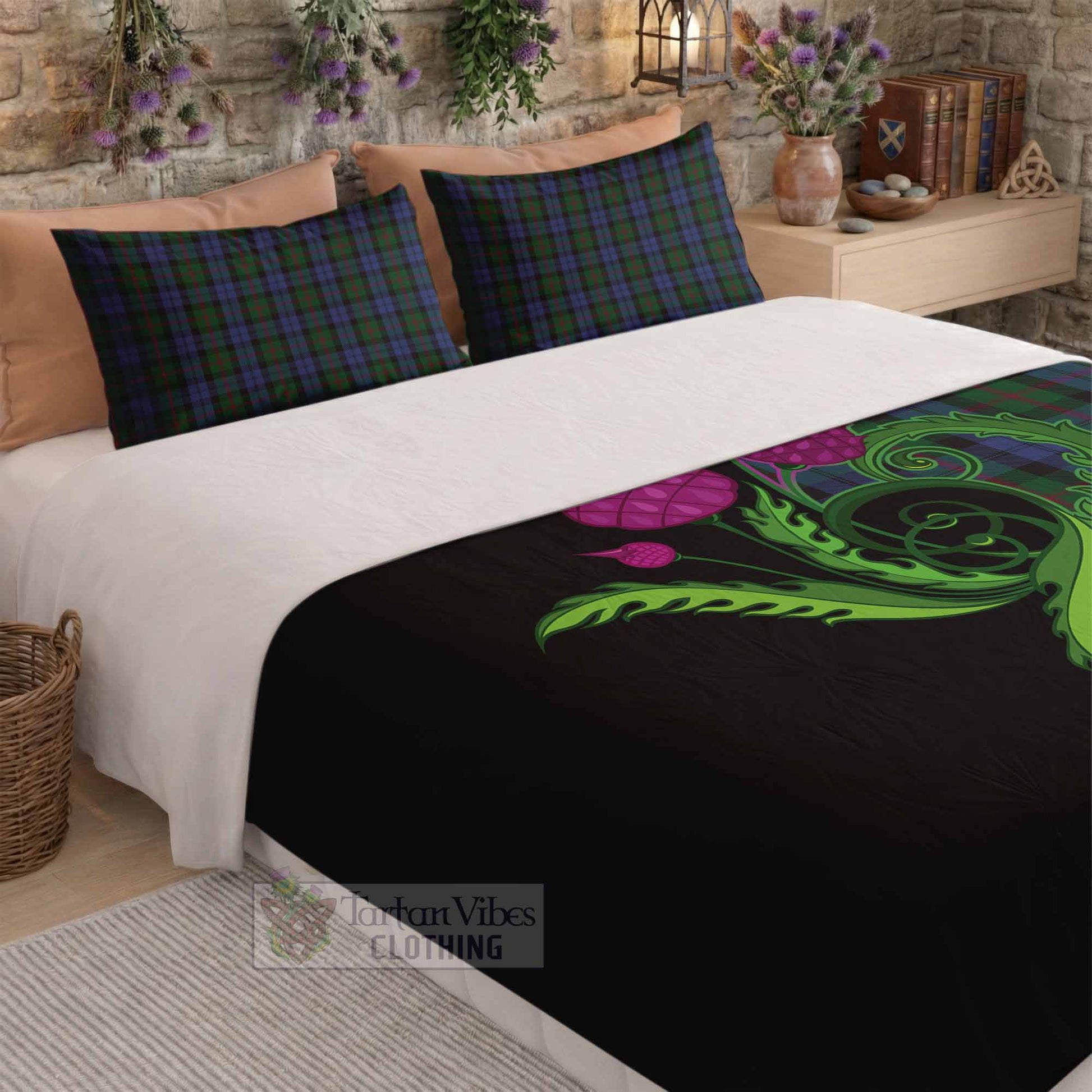 Baird Tartan Bedding Set Traditional Scottish Thistle - Tartan Vibes Clothing