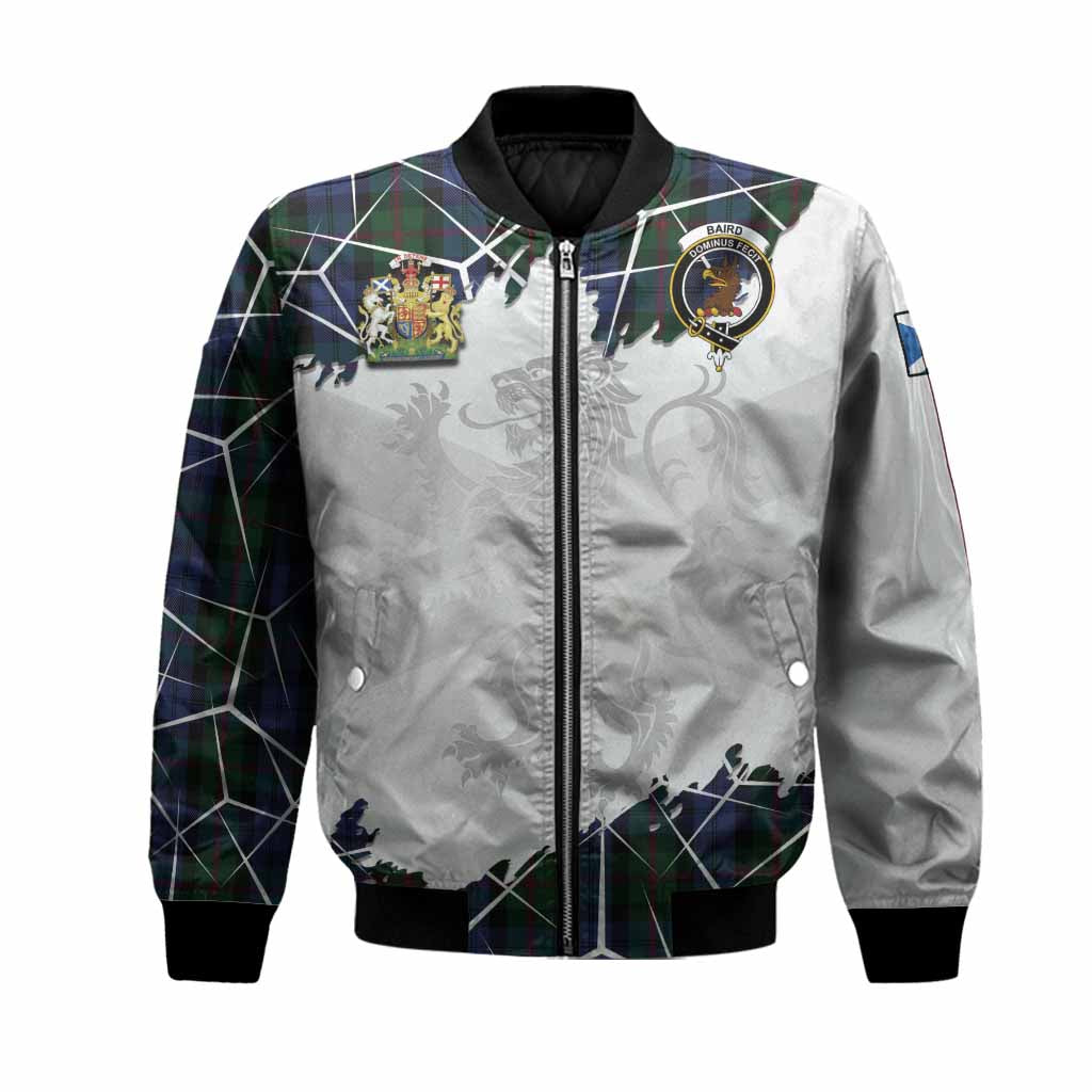 Baird Tartan Bomber Jacket with Family Crest and Lion Rampant Grunge Style