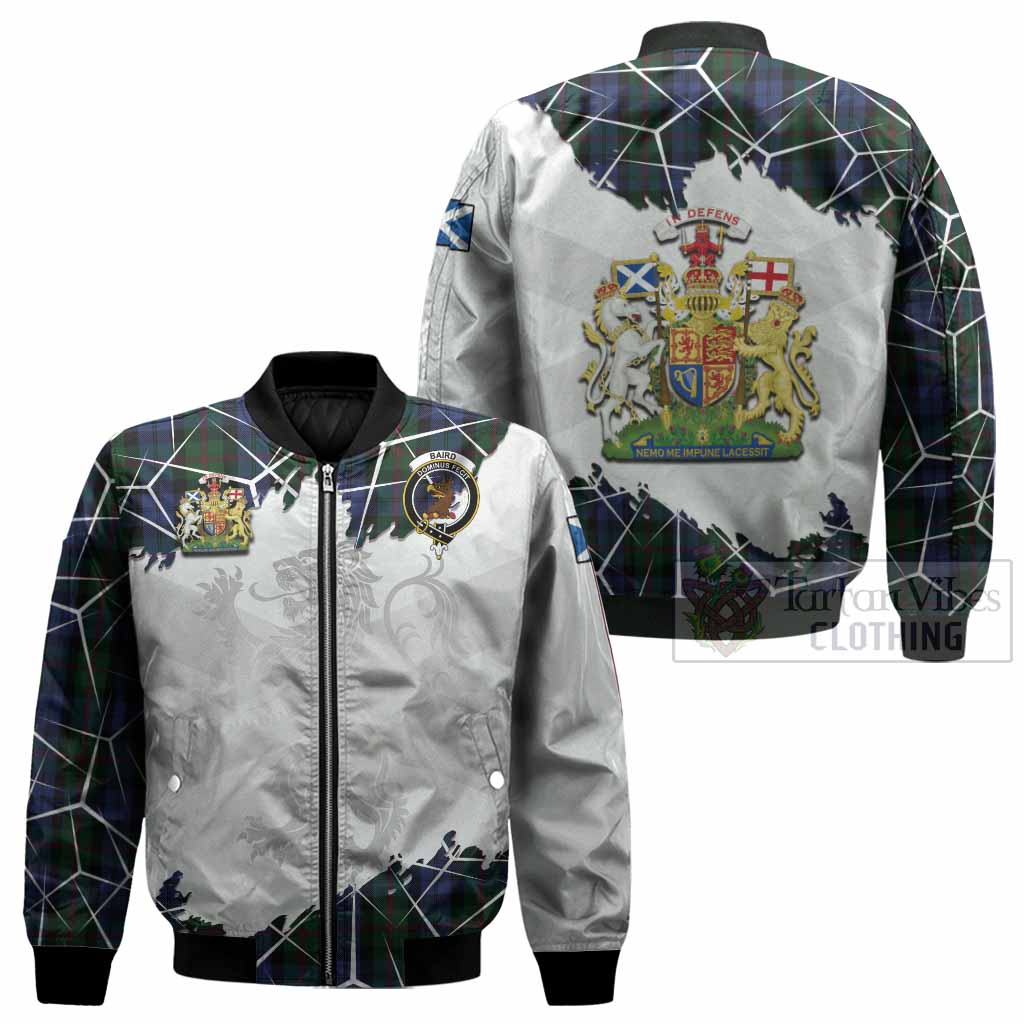 Baird Tartan Bomber Jacket with Family Crest and Lion Rampant Grunge Style