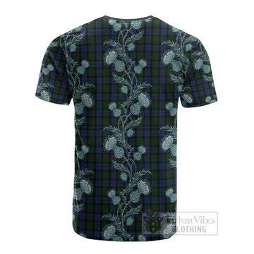 Baird Tartan Cotton T-shirt Seamless Scottish Thistle Flowers