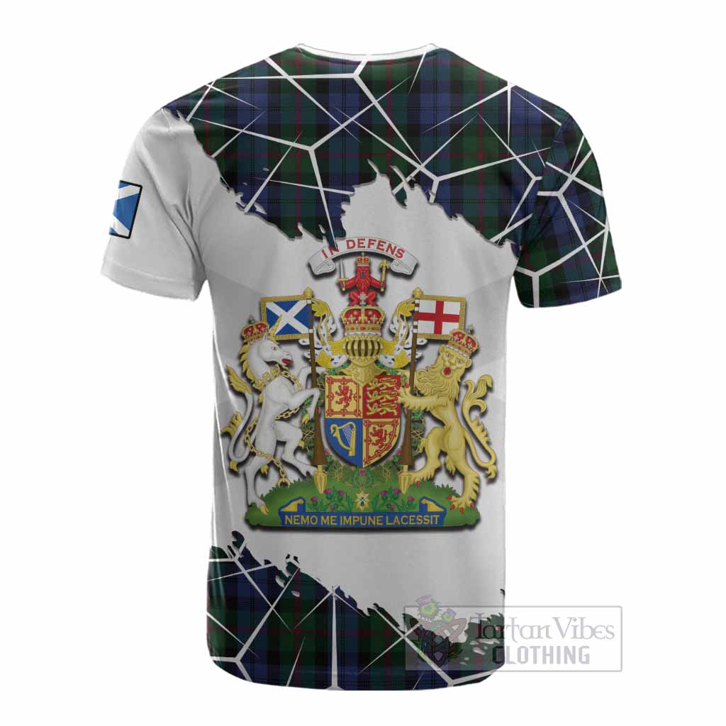 Baird Tartan Cotton T-shirt with Family Crest and Lion Rampant Grunge Style