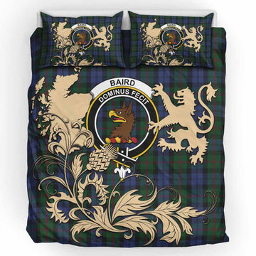 Baird Tartan Crest Bedding Set with Scottish Iconic Symbols 