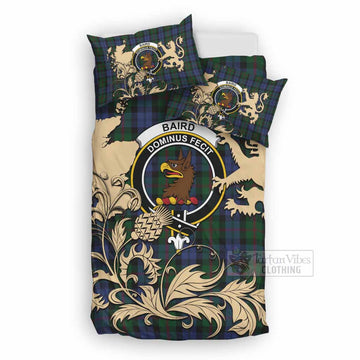 Baird Tartan Crest Bedding Set with Scottish Iconic Symbols 