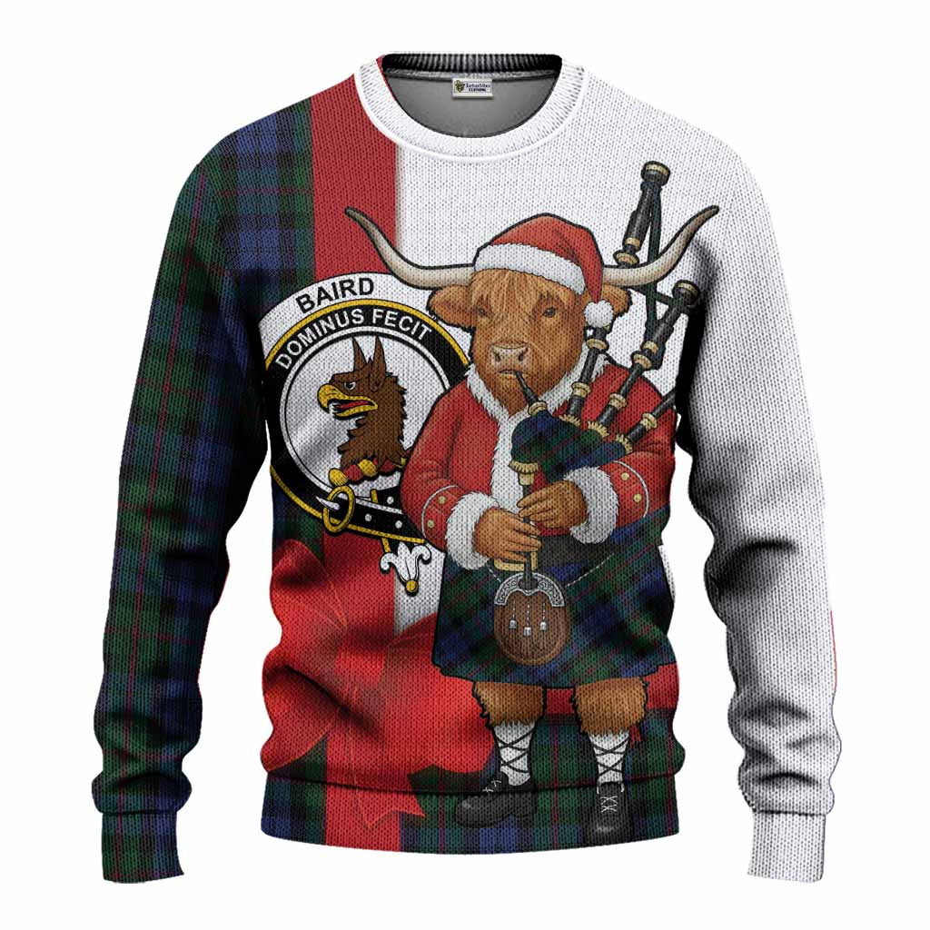 Baird Tartan Crest Christmas Christmas Ugly Sweater Highland Cow Bagpipes Coquette Bow Style