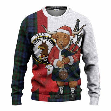 Baird Tartan Crest Christmas Christmas Ugly Sweater Highland Cow Bagpipes Coquette Bow Style