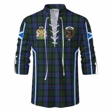 Baird Tartan Crest Ghillie Kilt Shirt Scotland Coat of Arm Flag Style