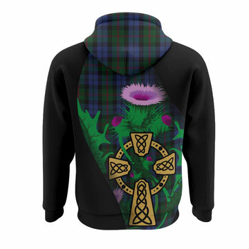 Baird Tartan Crest Hoodie Celtic Cross Thistle Flowers