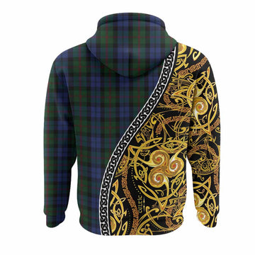 Baird Tartan Crest Hoodie Celtic Knot and Triple Trickle Spiral Symbols