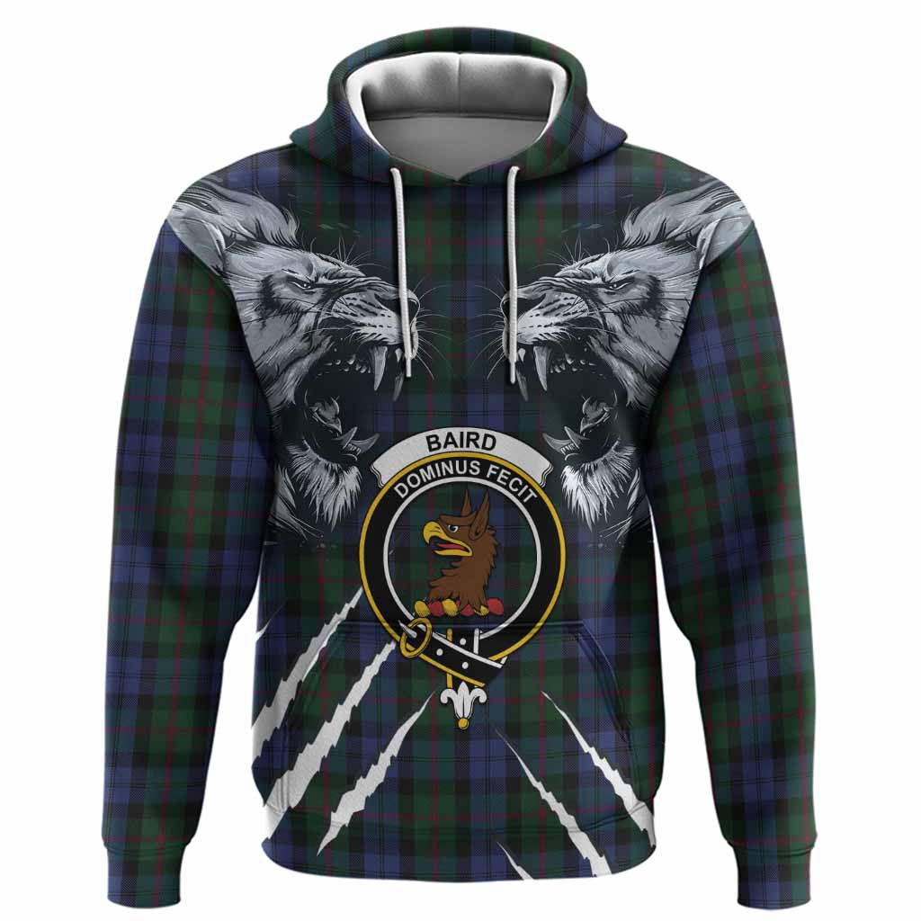 Baird Tartan Crest Hoodie Ferocious Lion Style