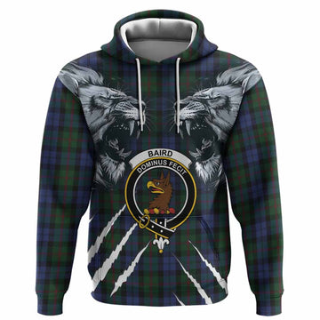 Baird Tartan Crest Hoodie Ferocious Lion Style
