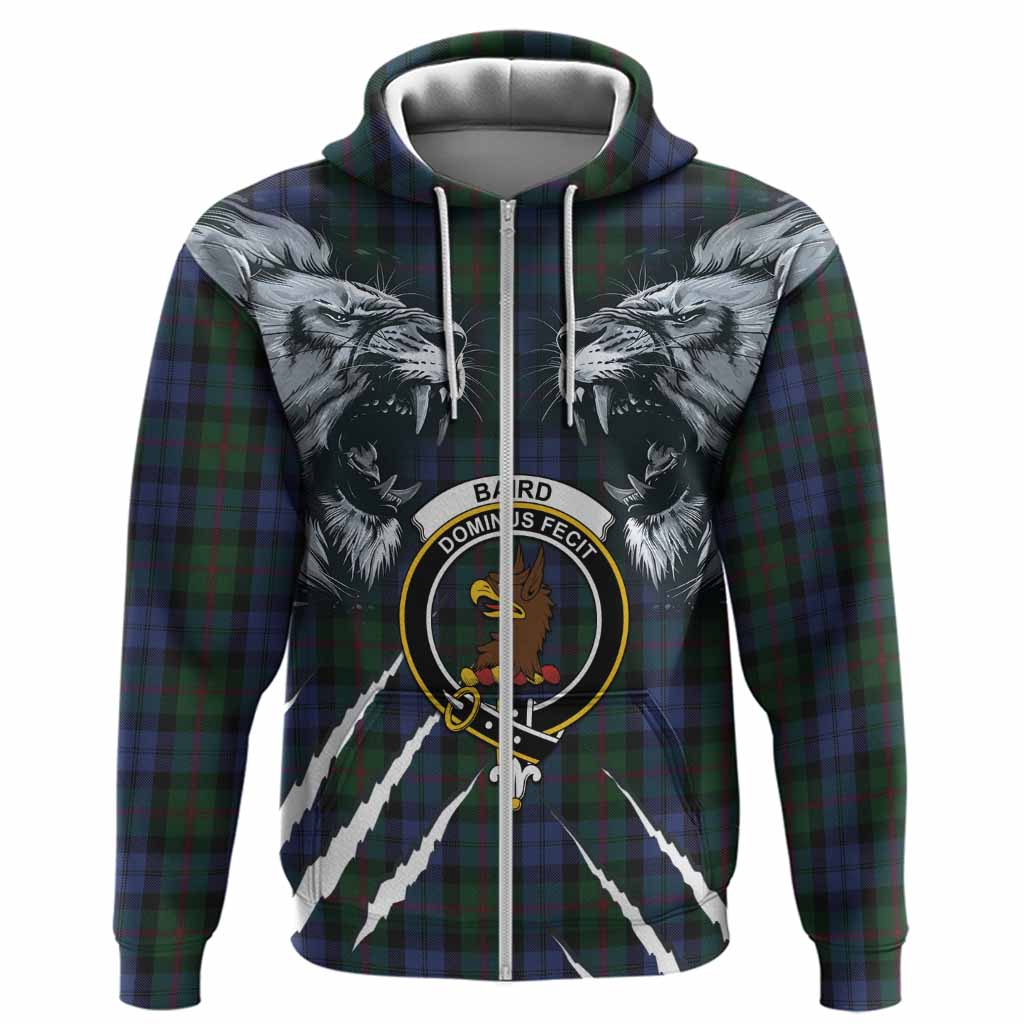 Baird Tartan Crest Hoodie Ferocious Lion Style