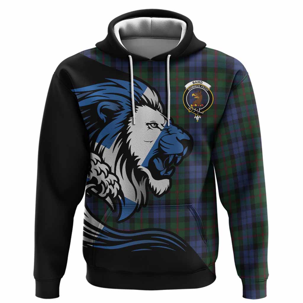Baird Tartan Crest Hoodie Scottish Golden Lions Wave Flow