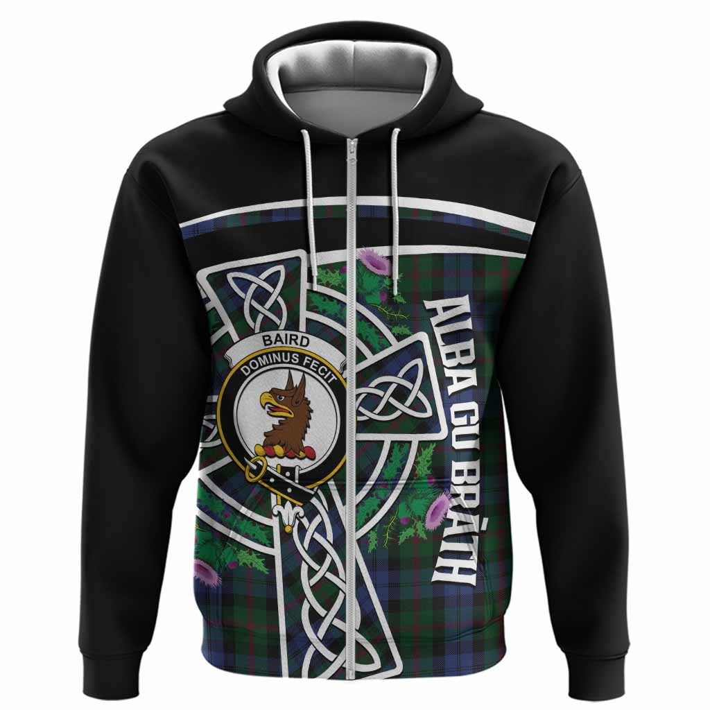 Baird Tartan Crest Hoodie Scottish Thistle Celtic Cross Alba Gu Brath