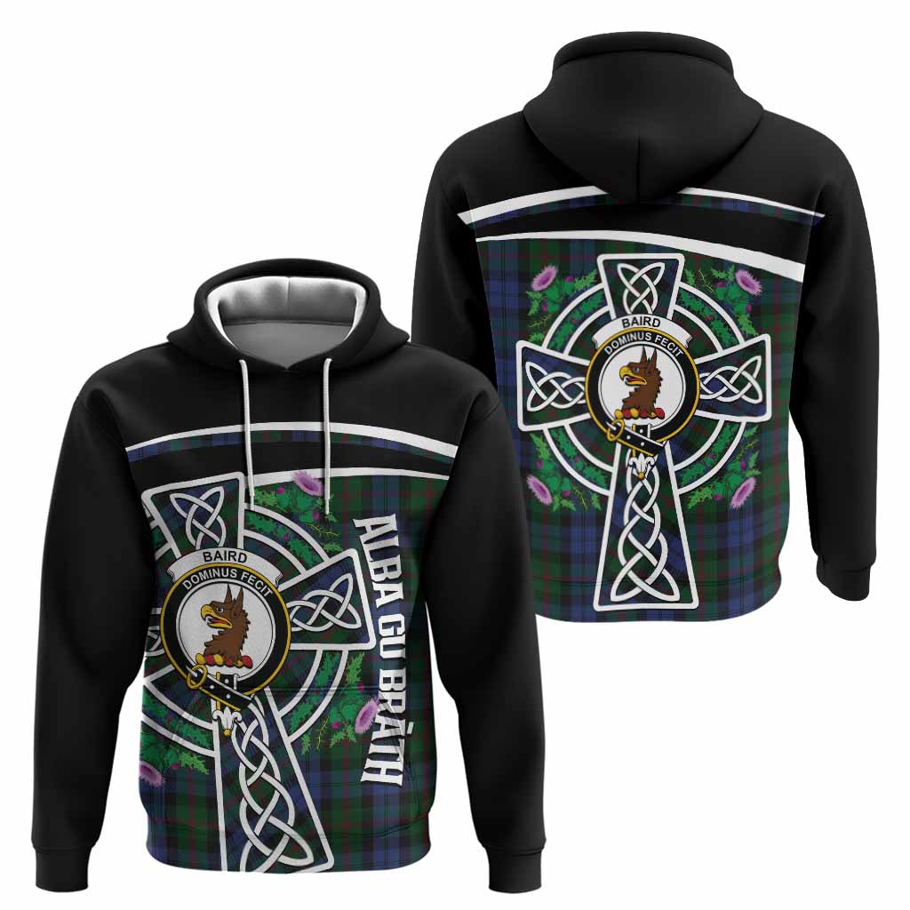 Baird Tartan Crest Hoodie Scottish Thistle Celtic Cross Alba Gu Brath