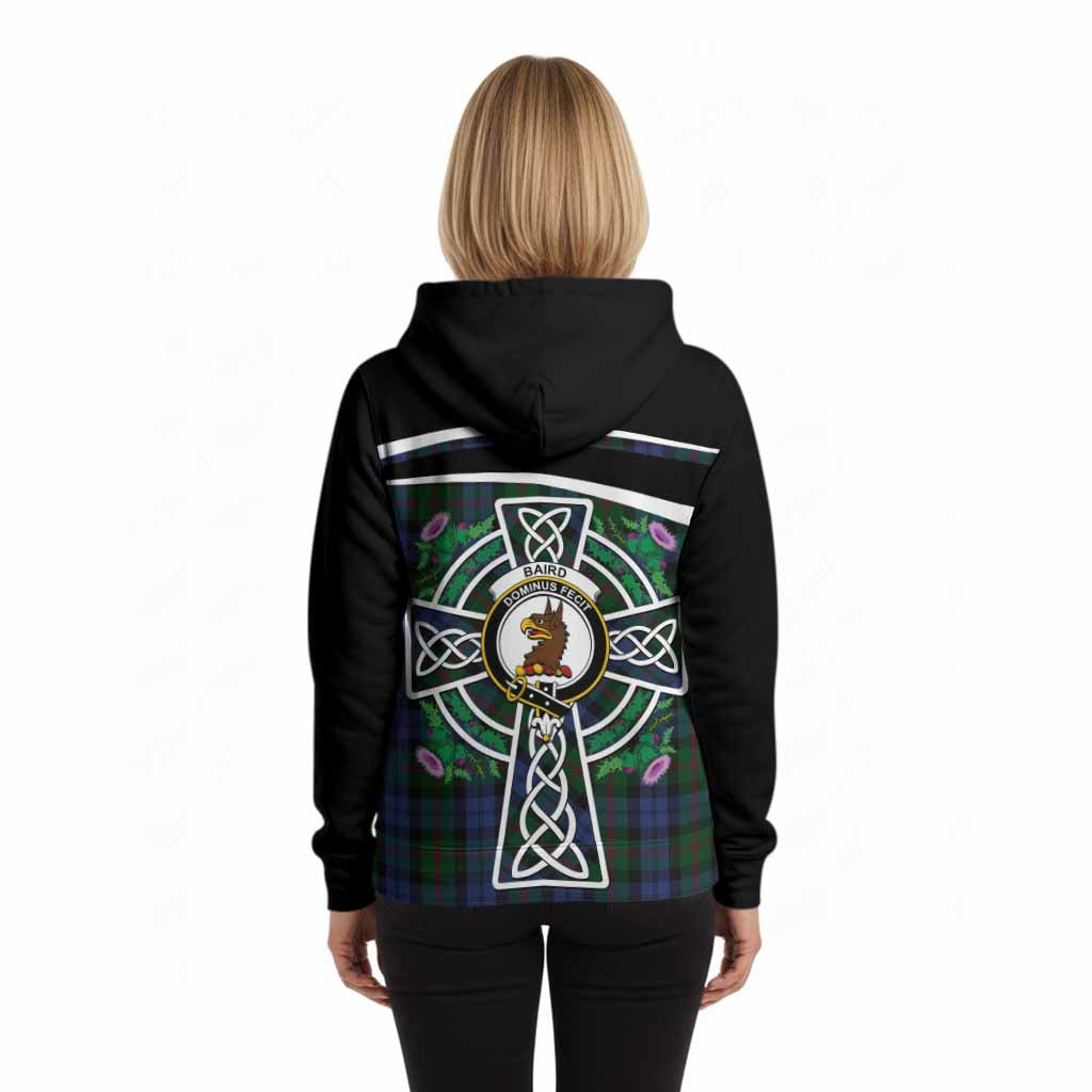 Baird Tartan Crest Hoodie Scottish Thistle Celtic Cross Alba Gu Brath