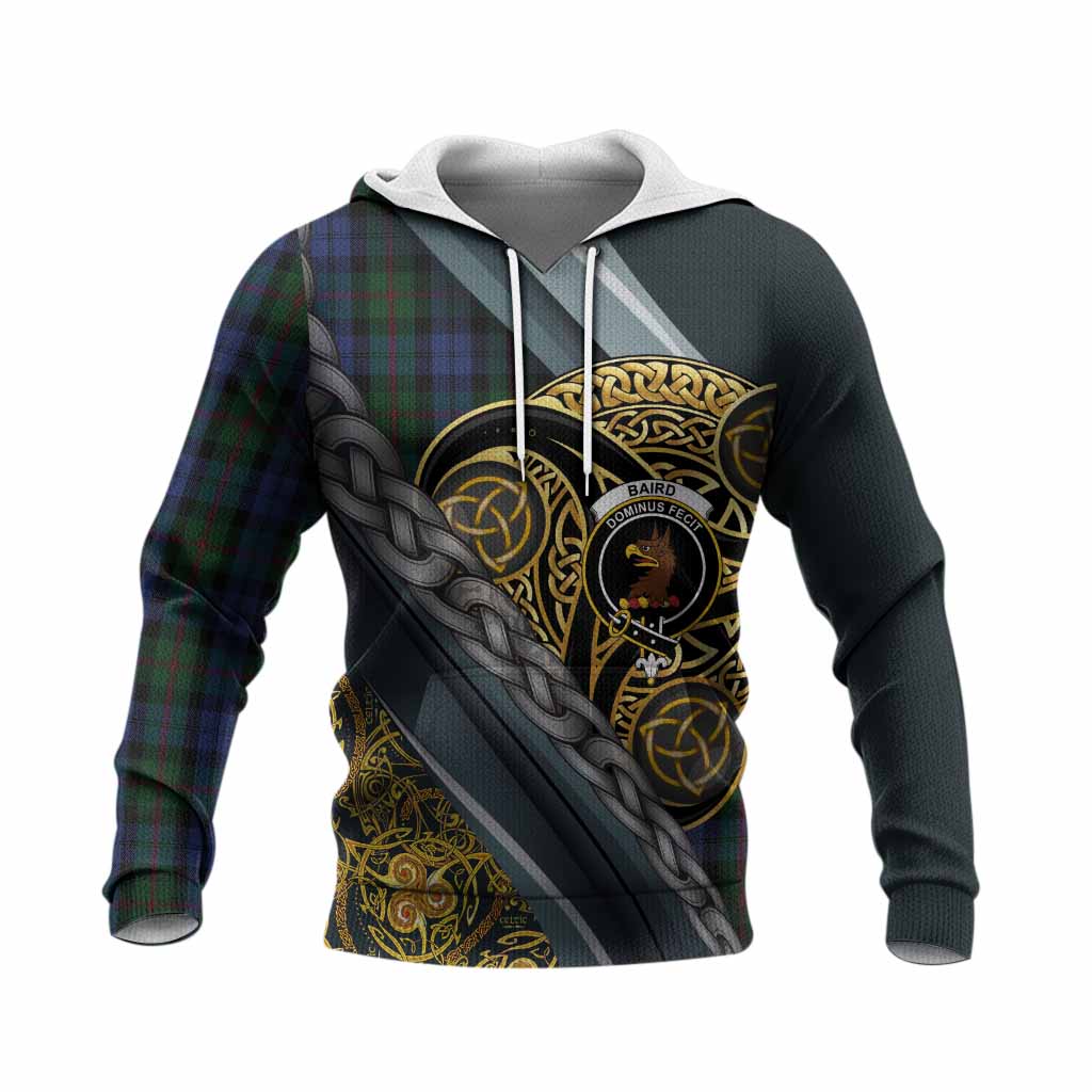 Baird Tartan Crest Knitted Hoodie Scottish Triskele Celtic