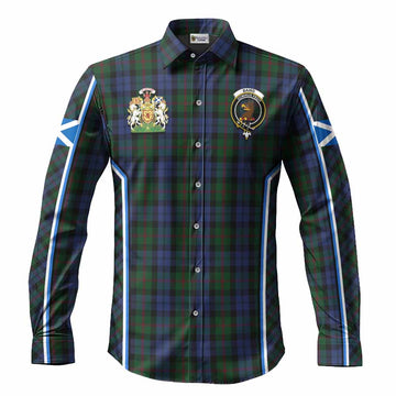 Baird Tartan Crest Long Sleeve Button Shirts Scotland Coat of Arm Flag Style
