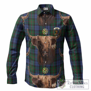 Baird Tartan Crest Long Sleeve Button Shirts Scotland Heilan Coo Tartan Seamless Style