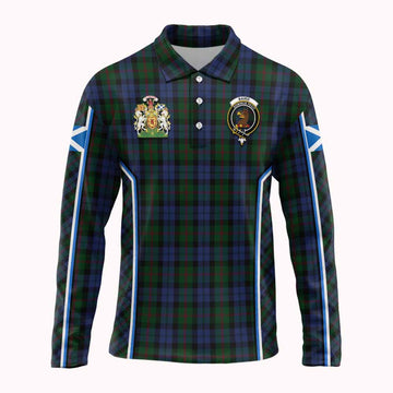 Baird Tartan Crest Long Sleeve Polo Shirt Scotland Coat of Arm Flag Style