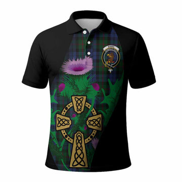 Baird Tartan Crest Polo Shirt Celtic Cross Thistle Flowers