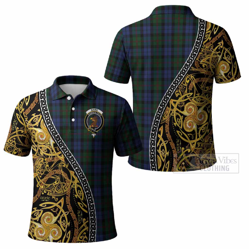 Baird Tartan Crest Polo Shirt Celtic Knot and Triple Trickle Spiral Symbols