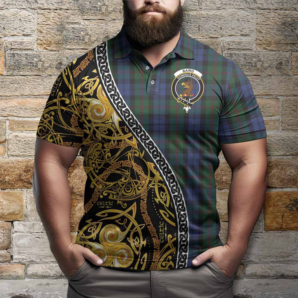 Baird Tartan Crest Polo Shirt Celtic Knot and Triple Trickle Spiral Symbols