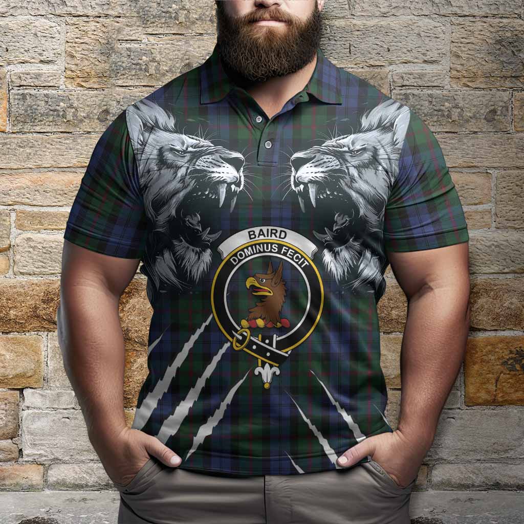Baird Tartan Crest Polo Shirt Ferocious Lion Style