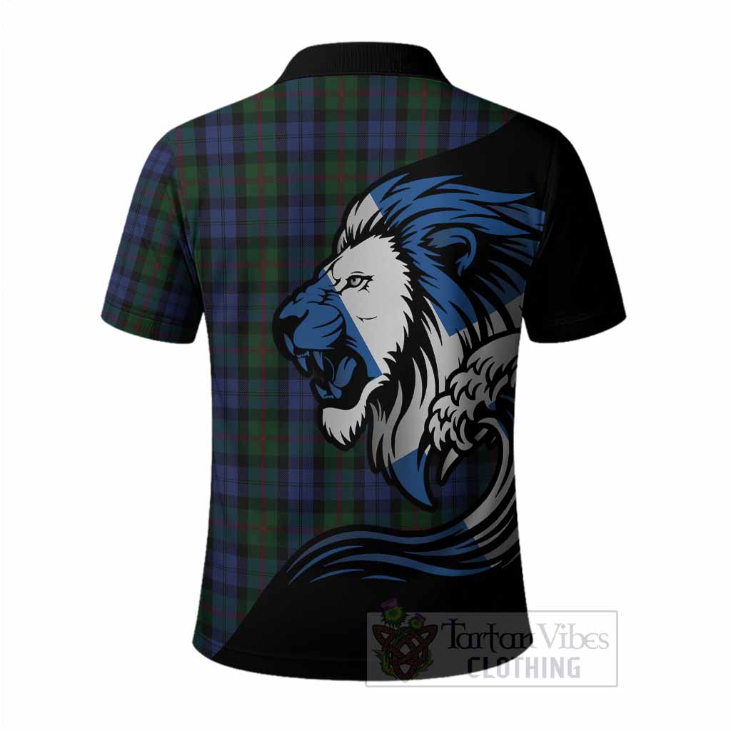 Baird Tartan Crest Polo Shirt Scottish Golden Lions Wave Flow