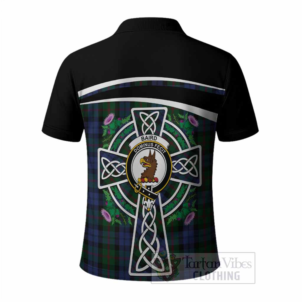 Baird Tartan Crest Polo Shirt Scottish Thistle Celtic Cross Alba Gu Brath
