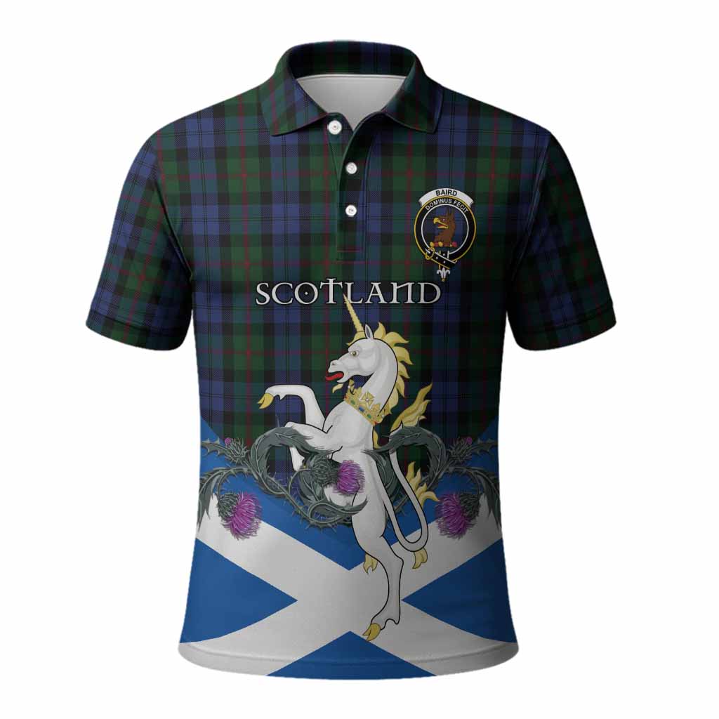 Baird Tartan Crest Polo Shirt Scottish Unicorn With Thistle