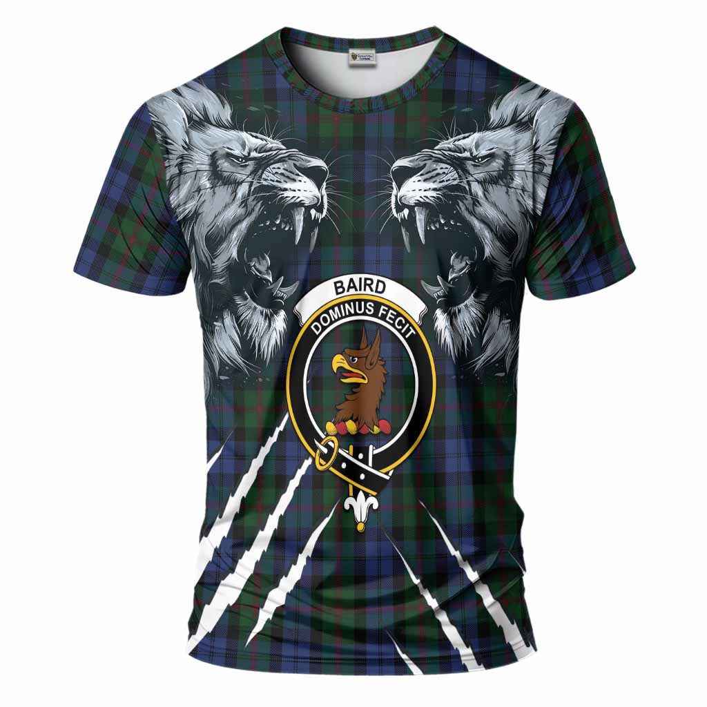 Baird Tartan Crest T-Shirt Ferocious Lion Style