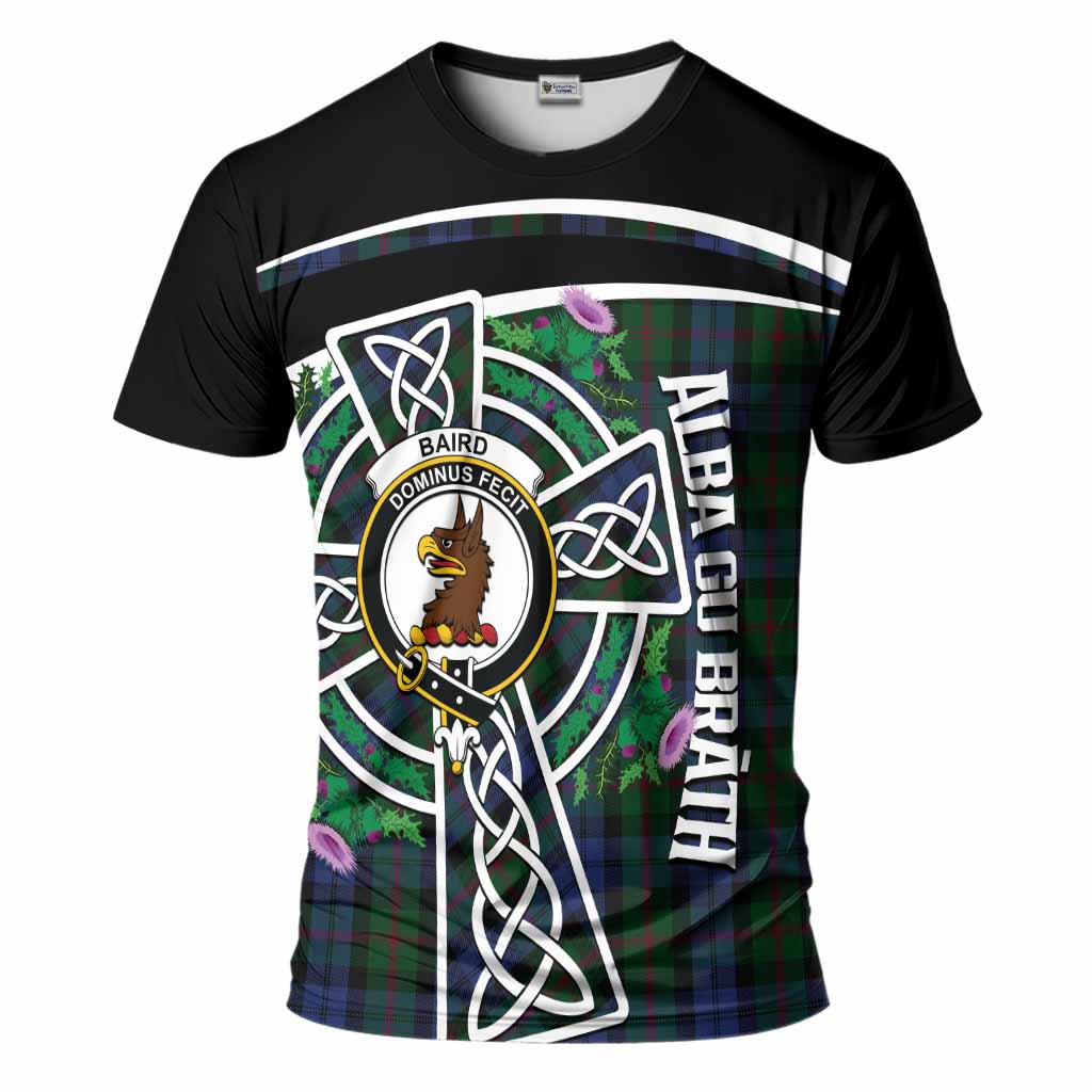 Baird Tartan Crest T-Shirt Scottish Thistle Celtic Cross Alba Gu Brath