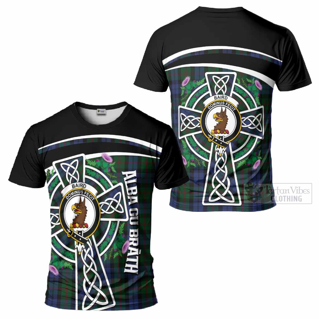 Baird Tartan Crest T-Shirt Scottish Thistle Celtic Cross Alba Gu Brath