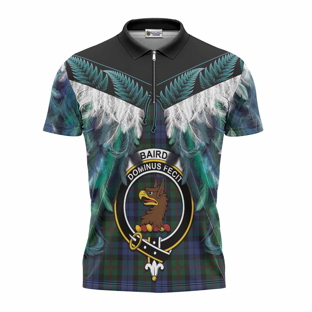 Baird Tartan Crest Zipper Polo Shirt New Zealand Maori Korowai Cloak