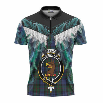 Baird Tartan Crest Zipper Polo Shirt New Zealand Maori Korowai Cloak