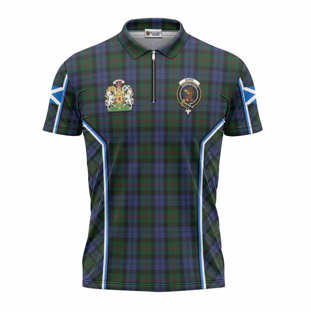 Baird Tartan Crest Zipper Polo Shirt Scotland Coat of Arm Flag Style - Tartan Vibes Clothing