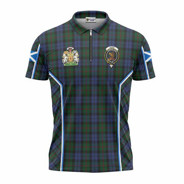 Baird Tartan Crest Zipper Polo Shirt Scotland Coat of Arm Flag Style - Tartan Vibes Clothing