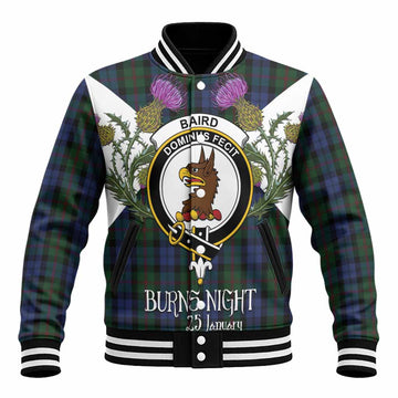 Baird Tartan Family Crest Baseball Jacket Scottish Burns Night Thistle Floral