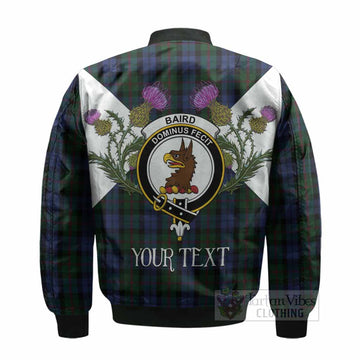 Baird Tartan Family Crest Bomber Jacket Scottish Burns Night Thistle Floral