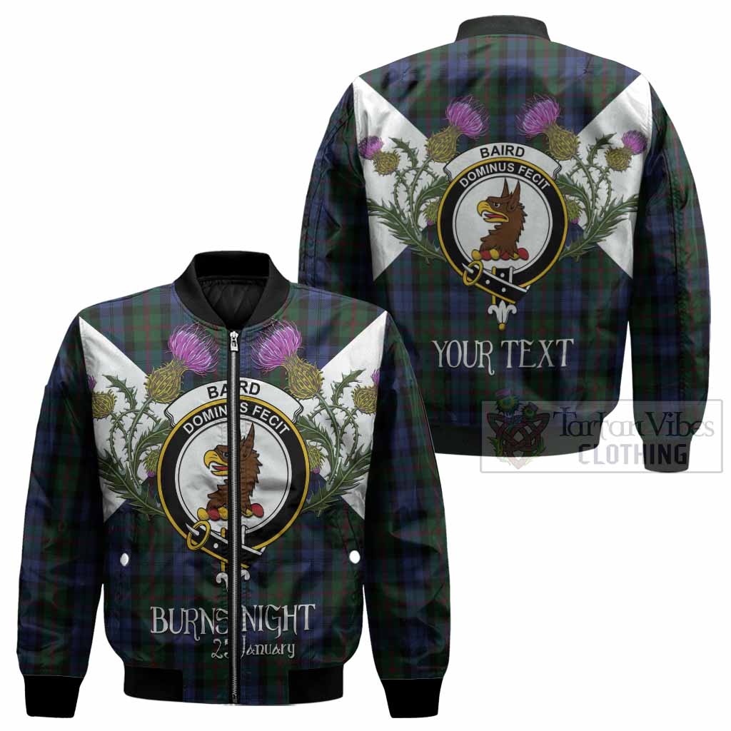 Baird Tartan Family Crest Bomber Jacket Scottish Burns Night Thistle Floral