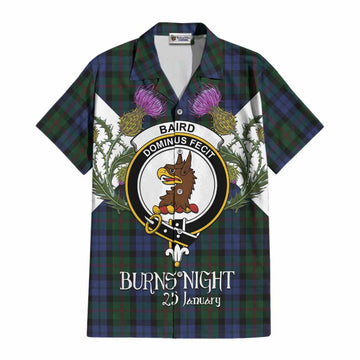Baird Tartan Family Crest Cotton Hawaiian Shirt Scottish Burns Night Thistle Floral
