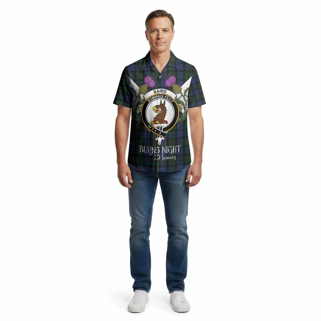 Baird Tartan Family Crest Cotton Hawaiian Shirt Scottish Burns Night Thistle Floral