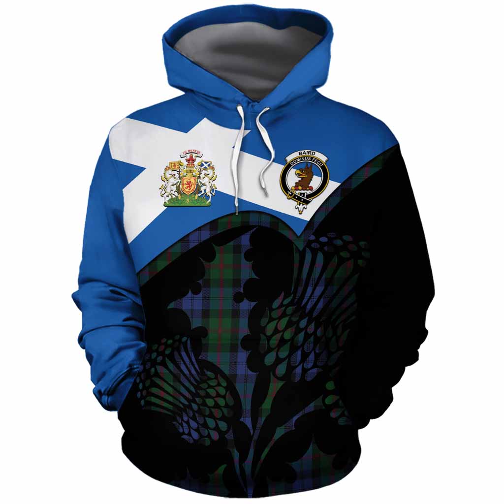 Baird Tartan Family Crest Cotton Hoodie Scotland Thistle Floral Flag Style