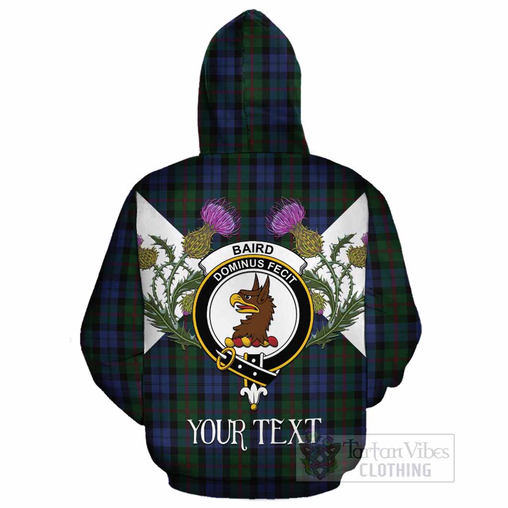 Baird Tartan Family Crest Cotton Hoodie Scottish Burns Night Thistle Floral