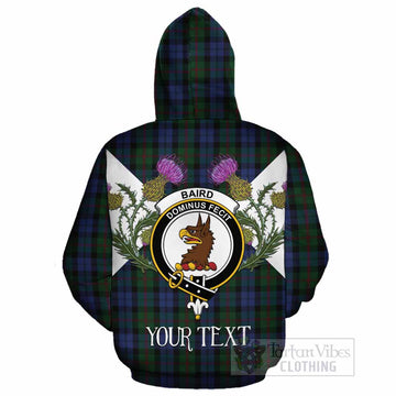 Baird Tartan Family Crest Cotton Hoodie Scottish Burns Night Thistle Floral