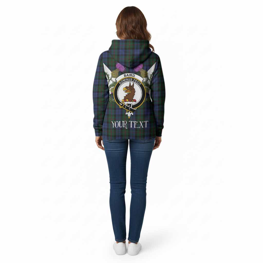 Baird Tartan Family Crest Cotton Hoodie Scottish Burns Night Thistle Floral