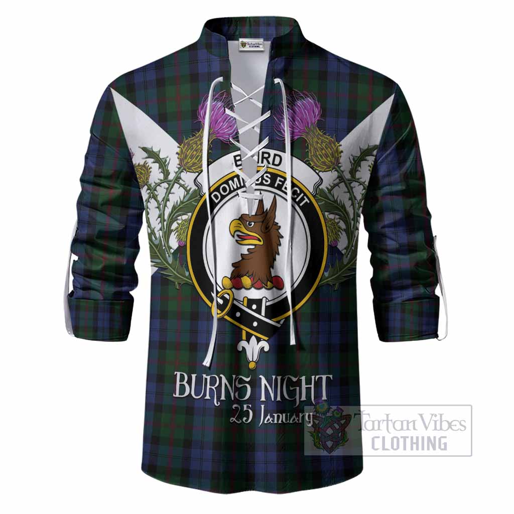 Baird Tartan Family Crest Ghillie Shirt Scottish Burns Night Thistle Floral