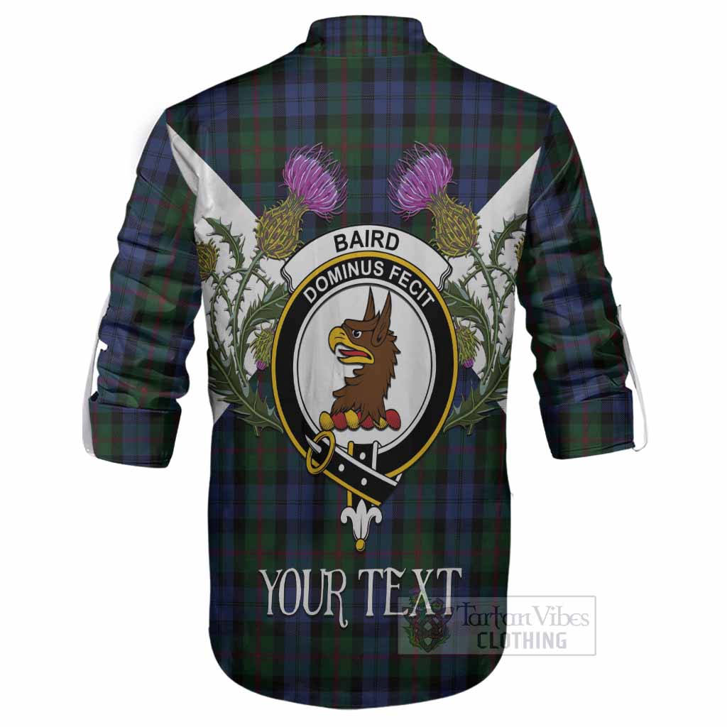 Baird Tartan Family Crest Ghillie Shirt Scottish Burns Night Thistle Floral