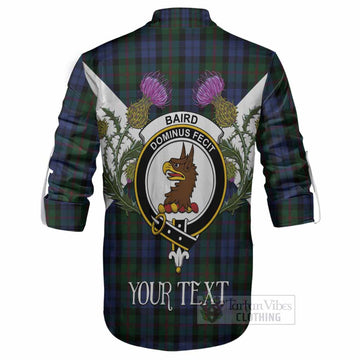 Baird Tartan Family Crest Ghillie Shirt Scottish Burns Night Thistle Floral